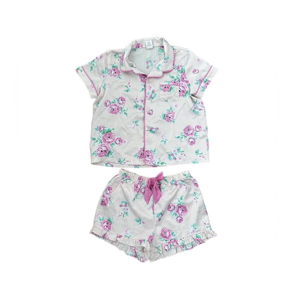 Sugar And Jade Floral Ruffle Silky Pajamas